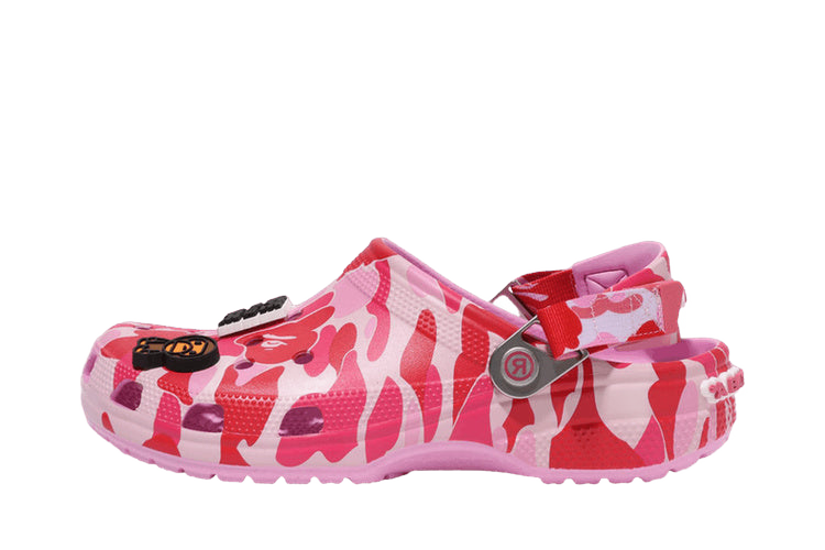 Crocs Classic Clog A Bathing Ape ABC Camo Pink — transparent background