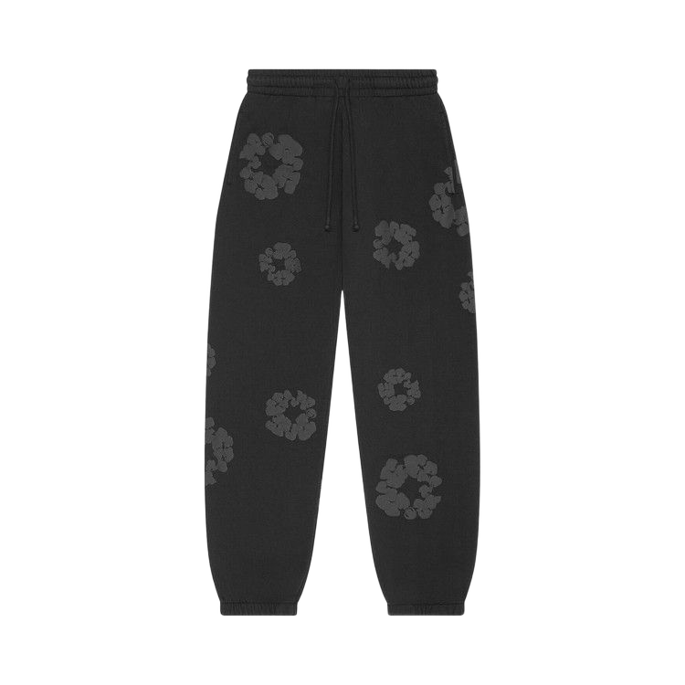 Denim Tears Cotton Wreath Sweatpants Black Monochrome — transparent background