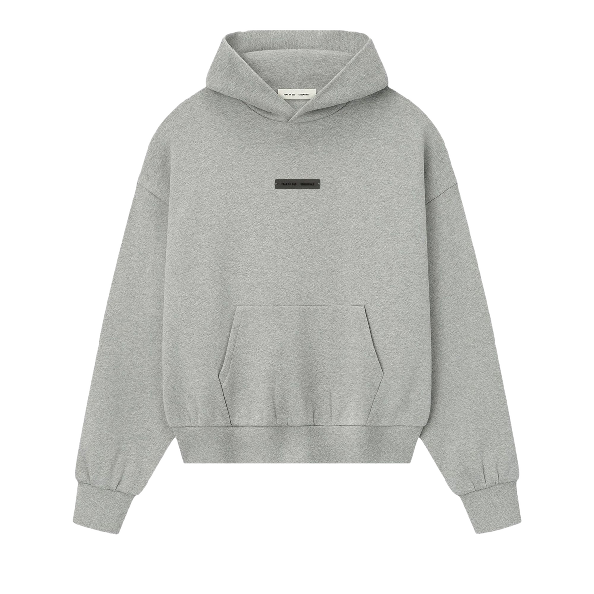 Fear of God Essentials Classic Fleece Hoodie Concrete Heather — transparent background