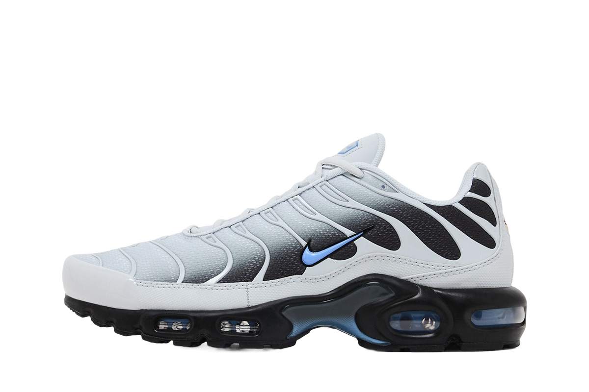 Nike Air Max Plus Grey University Blue Black — transparent background