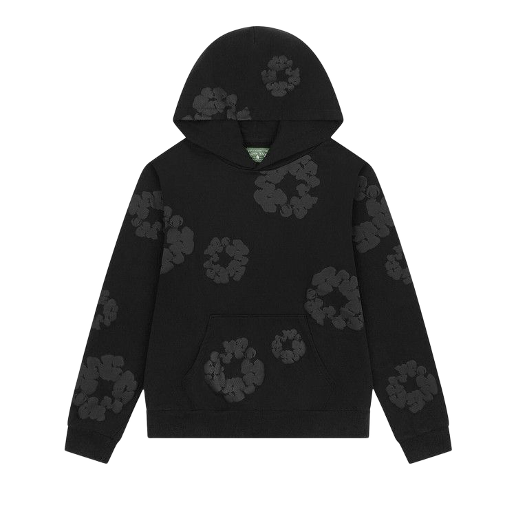 Denim Tears Cotton Wreath Hoodie Black Monochrome — transparent background