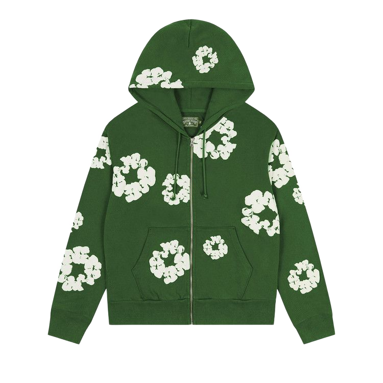 Denim Tears Cotton Wreath Zip Hoodie Green — transparent background