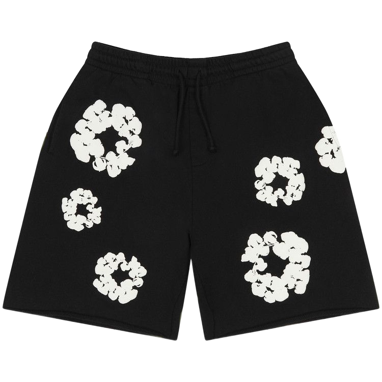 Denim Tears The Cotton Wreath Shorts Black — transparent background