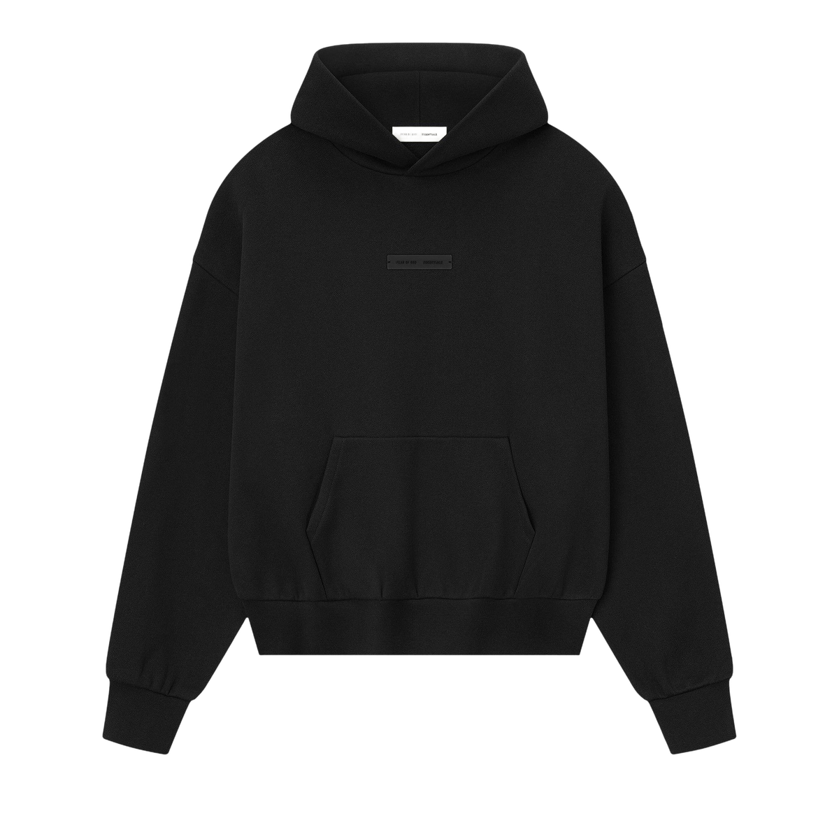 Fear of God Essentials Classic Fleece Hoodie Jet Black — transparent background
