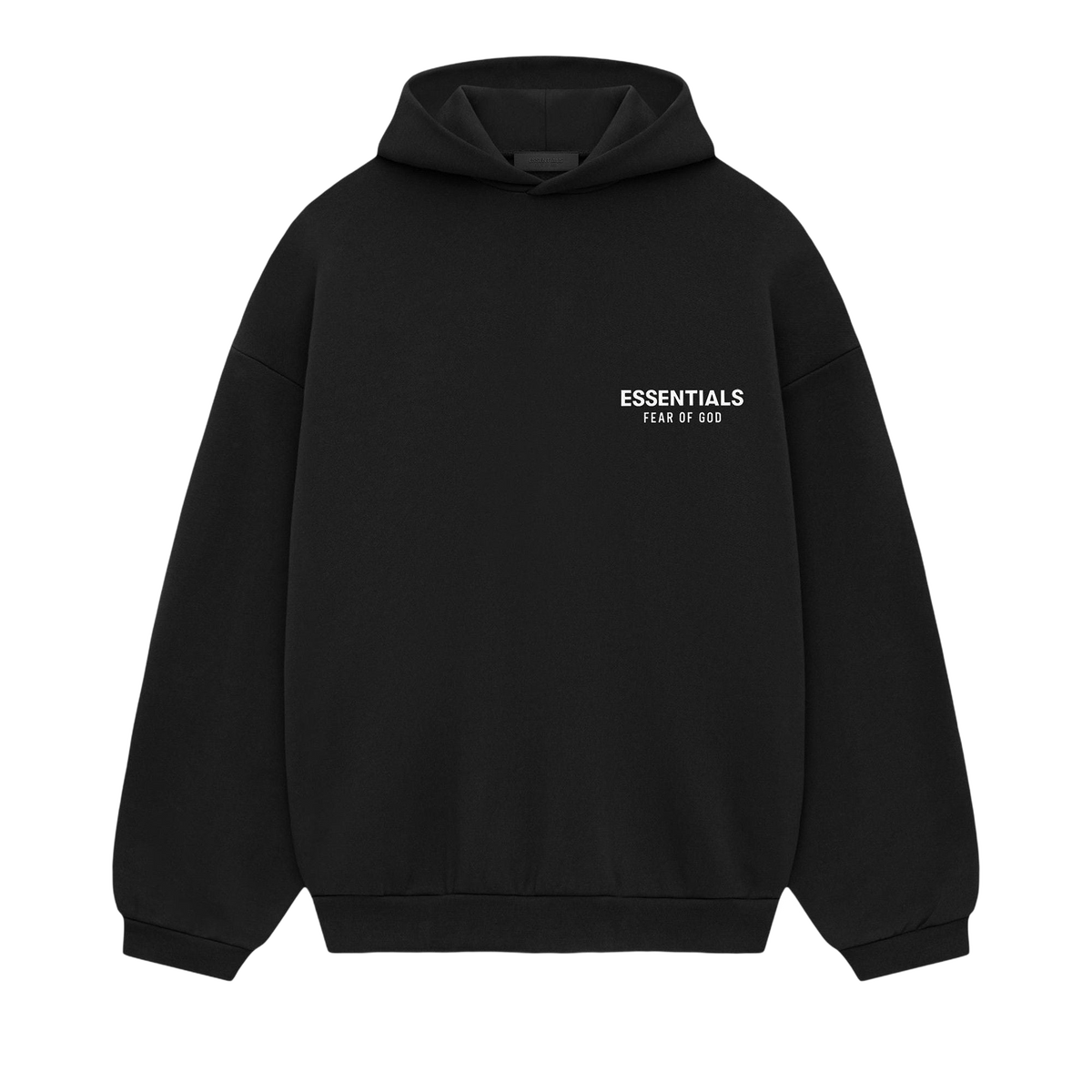 Fear of God Essentials Fleece Hoodie (FW24) Black — transparent background