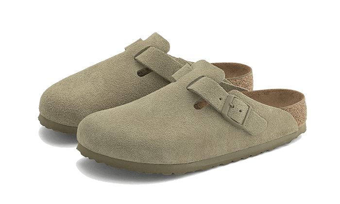 Birkenstock Boston Suede Leather Faded Khaki - NEWTREATS - SNEAKERS STORE